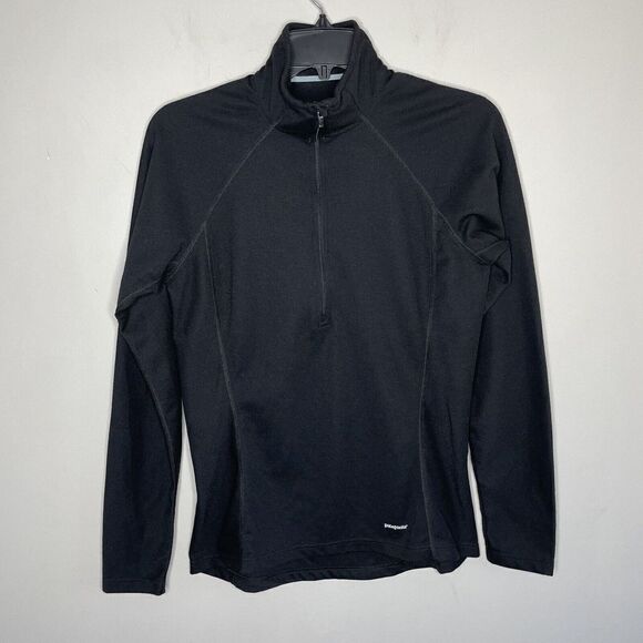 PATAGONIA 1/4 Zip Womens Medium Black Capilene Performance Baselayer Pullover - Picture 1 of 15